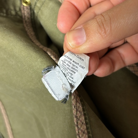 J. Crew Dark Olive Waxed Cotton Field Jacket Snap Button Zipper Down size Small - Picture 9 of 12
